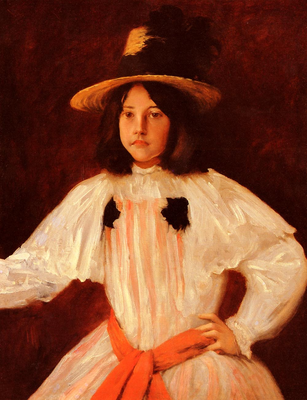 The Red Sash (1895) - William Merritt Chase Tablo
