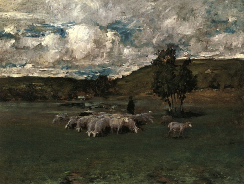 View near Polling (1875) - William Merritt Chase Tablo