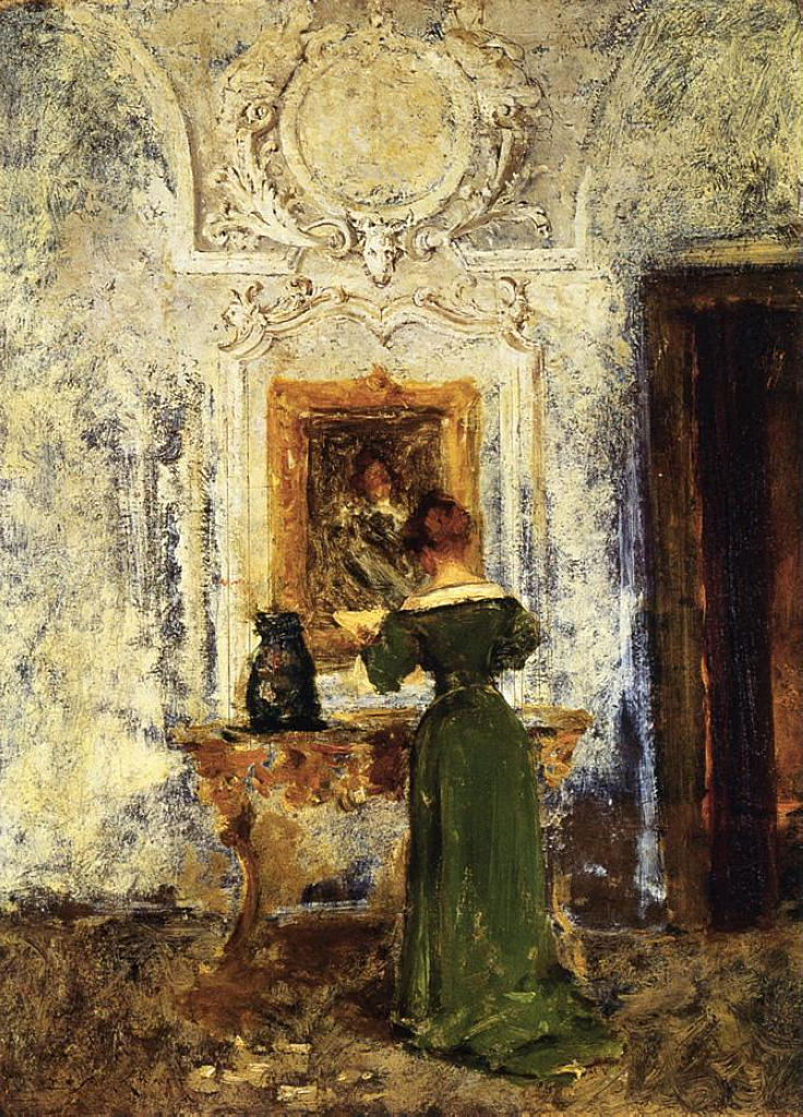 Woman in Green (1909) - William Merritt Chase Tablo