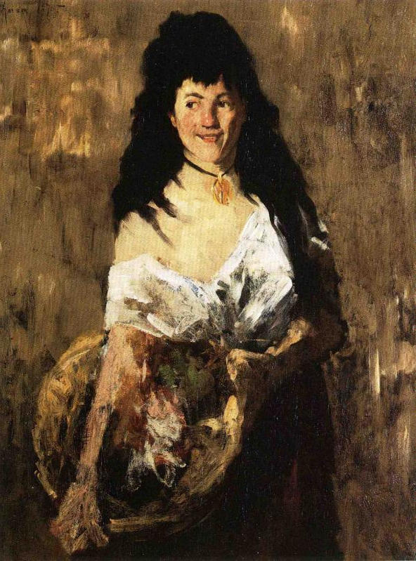 Woman with a Basket (1875) – William Merritt Chase Tablo