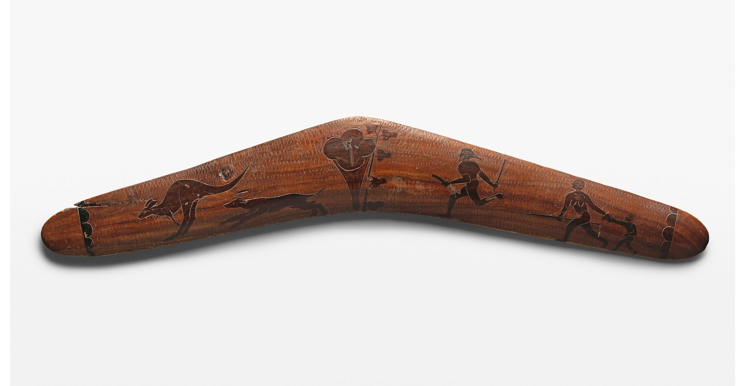 Boomerang Decorated with Hunters and Kangaroo (1936) - Albert Namatjira Tablo