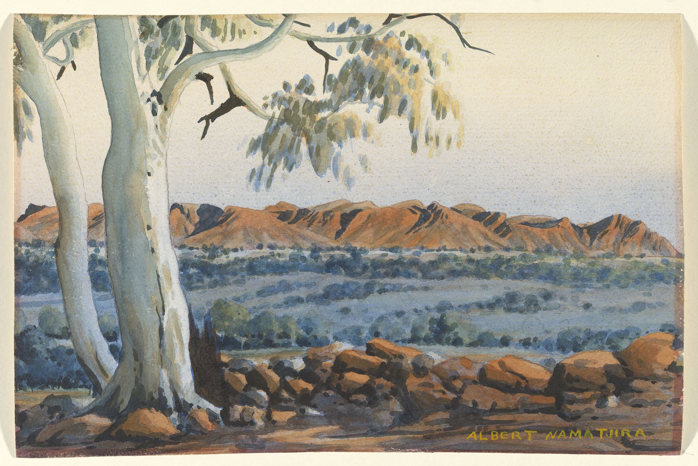 Evening Light, Gosses Range, West MacDonnell Ranges, Central Australia (1950) - Albert Namatjira Tablo