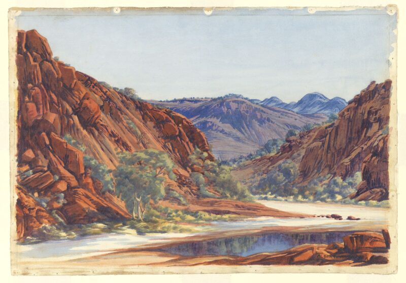 Glen Helen Gorge from the South Looking North (1955) - Albert Namatjira Tablo