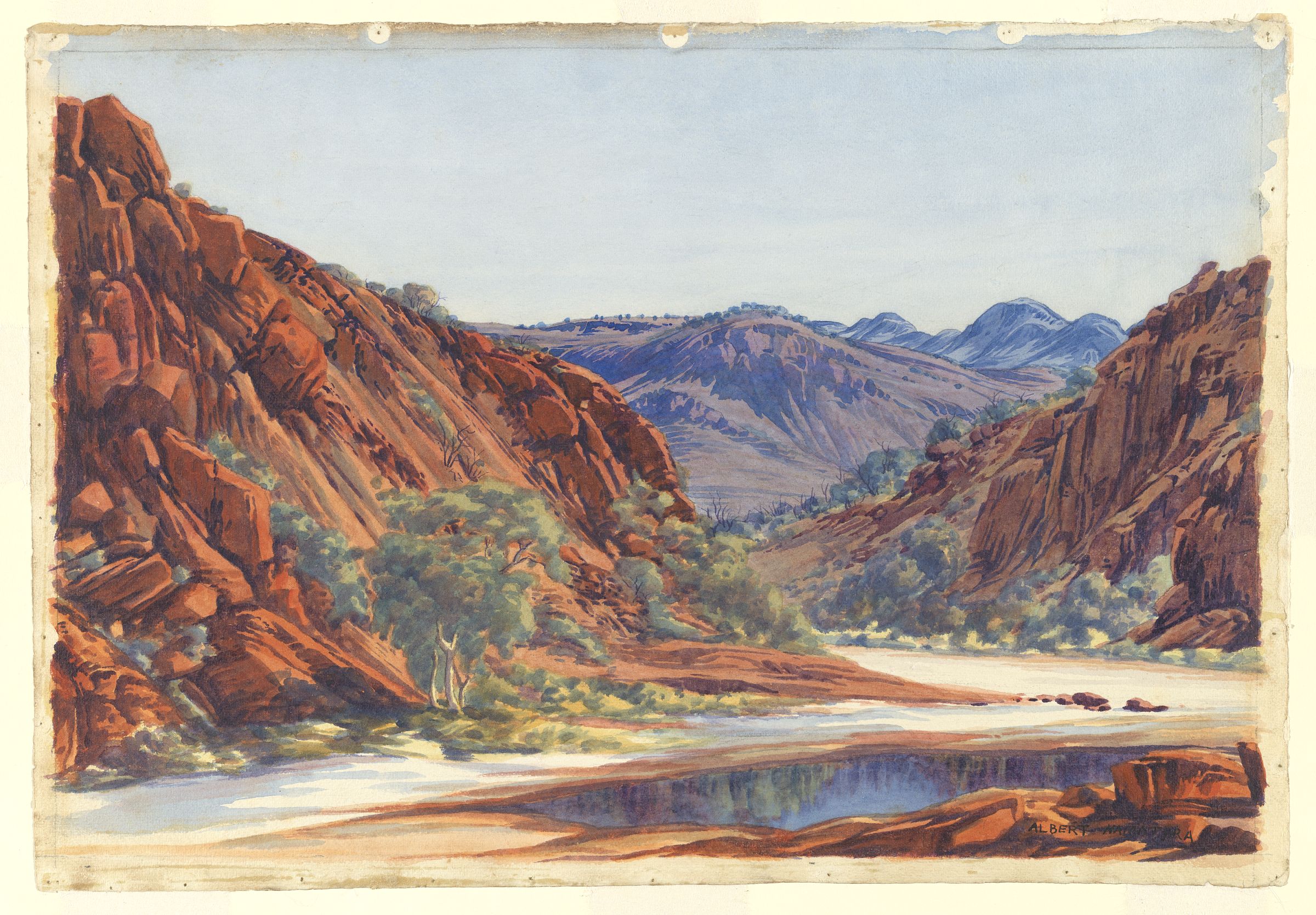 Glen Helen Gorge from the South Looking North (1955) - Albert Namatjira Tablo