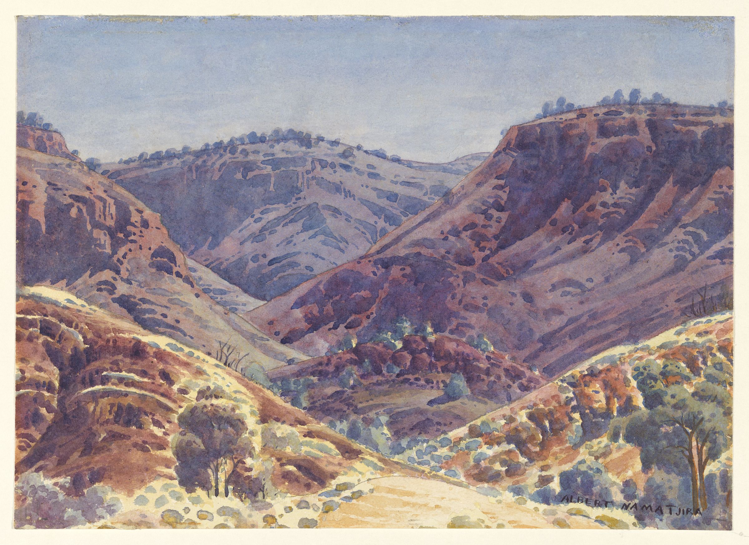 Near Ormiston Gorge, West MacDonnell Ranges, Central Australia (1945) - Albert Namatjira Tablo