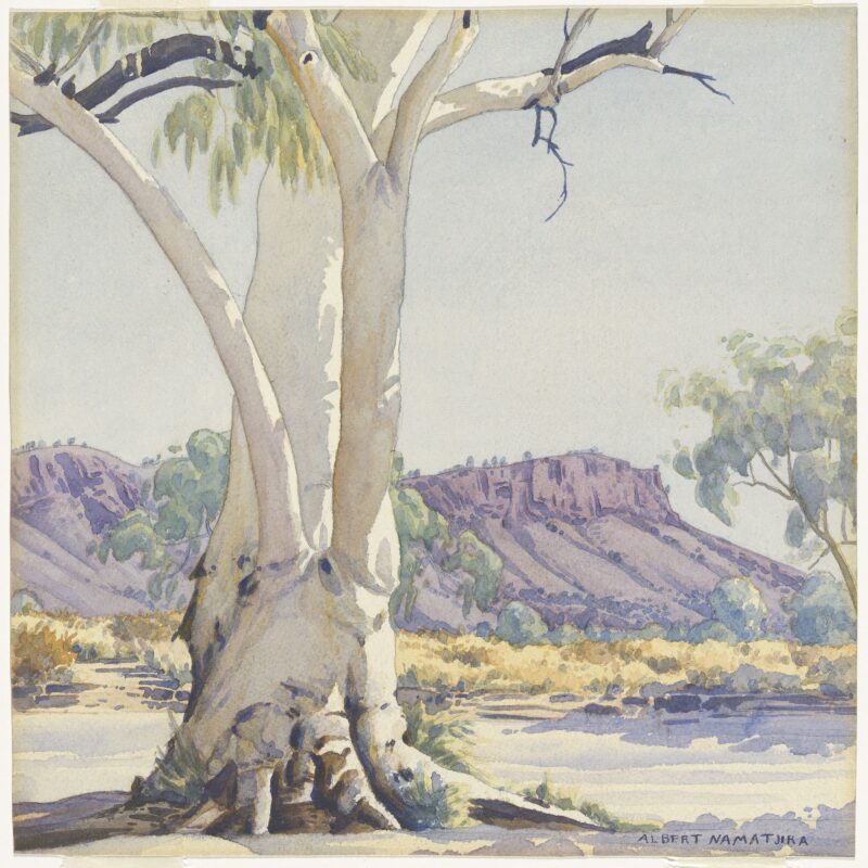 River Gum and Mount Gillen (1951) - Albert Namatjira Tablo