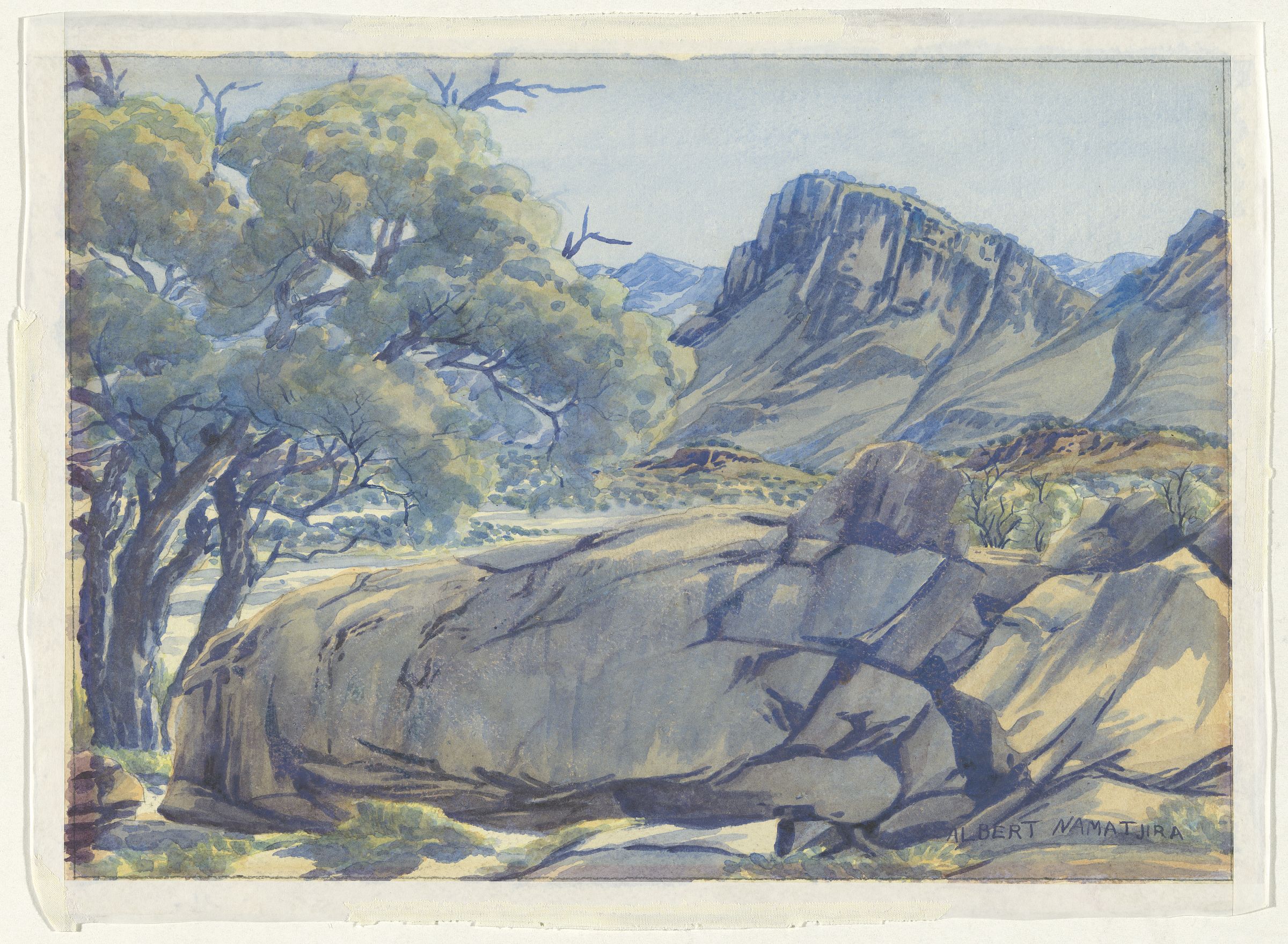 Rocks at the Turnoff, Hermannsburg Mission (1953) – Albert Namatjira Tablo