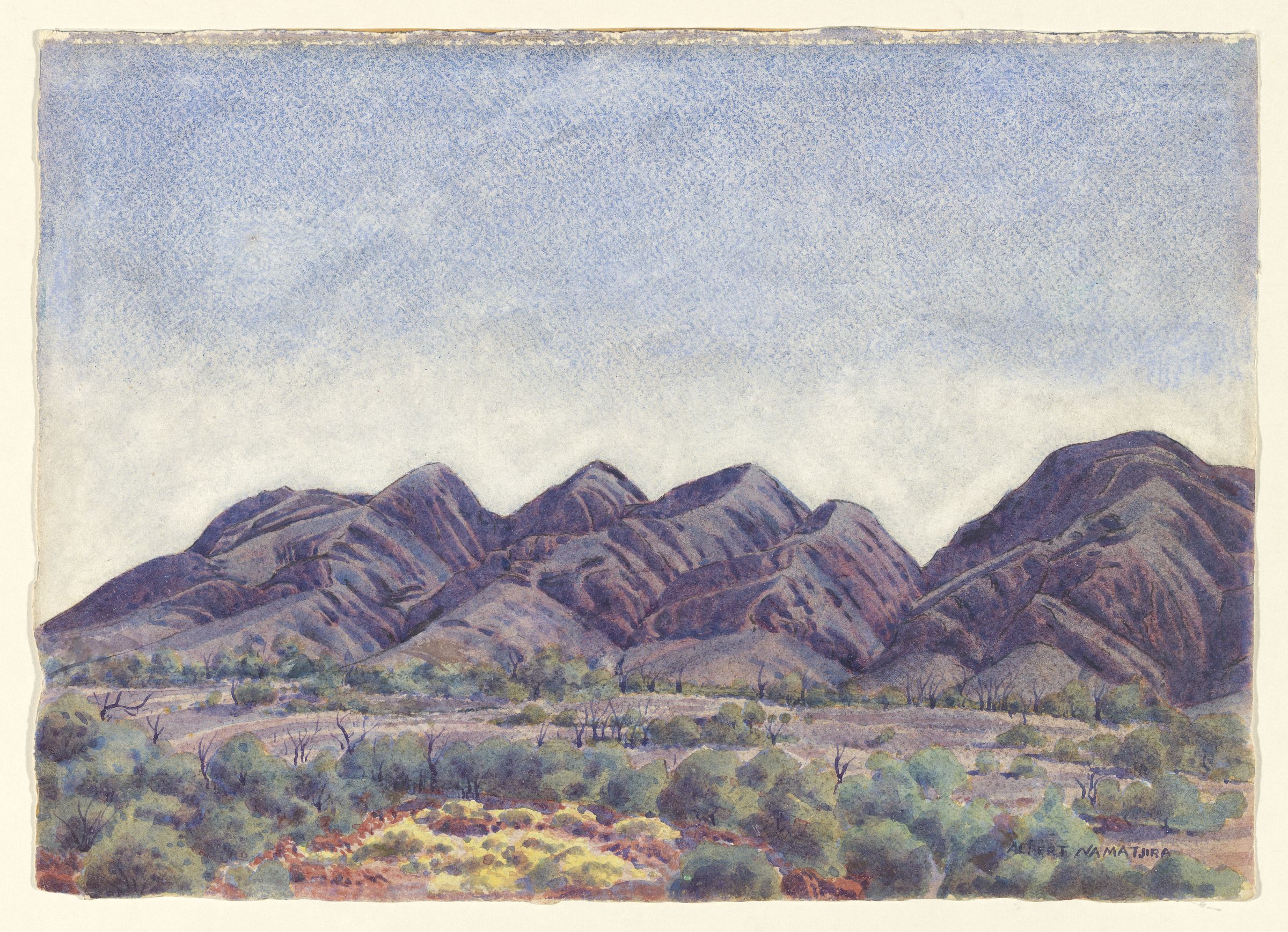 Sunrise on the James Range (1944) - Albert Namatjira Tablo