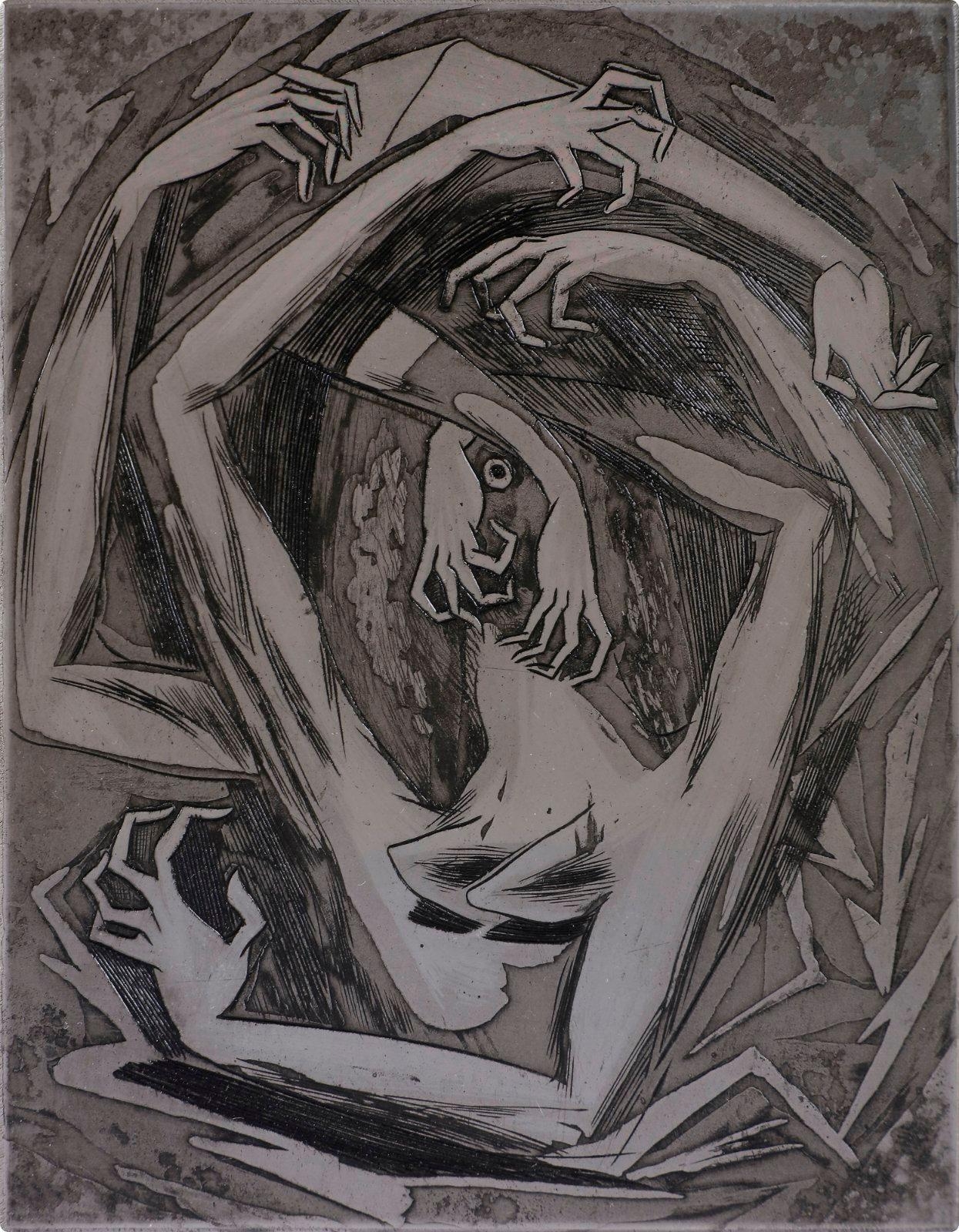 Female Busts and Swirl of Hands - Anton Prinner Tablo
