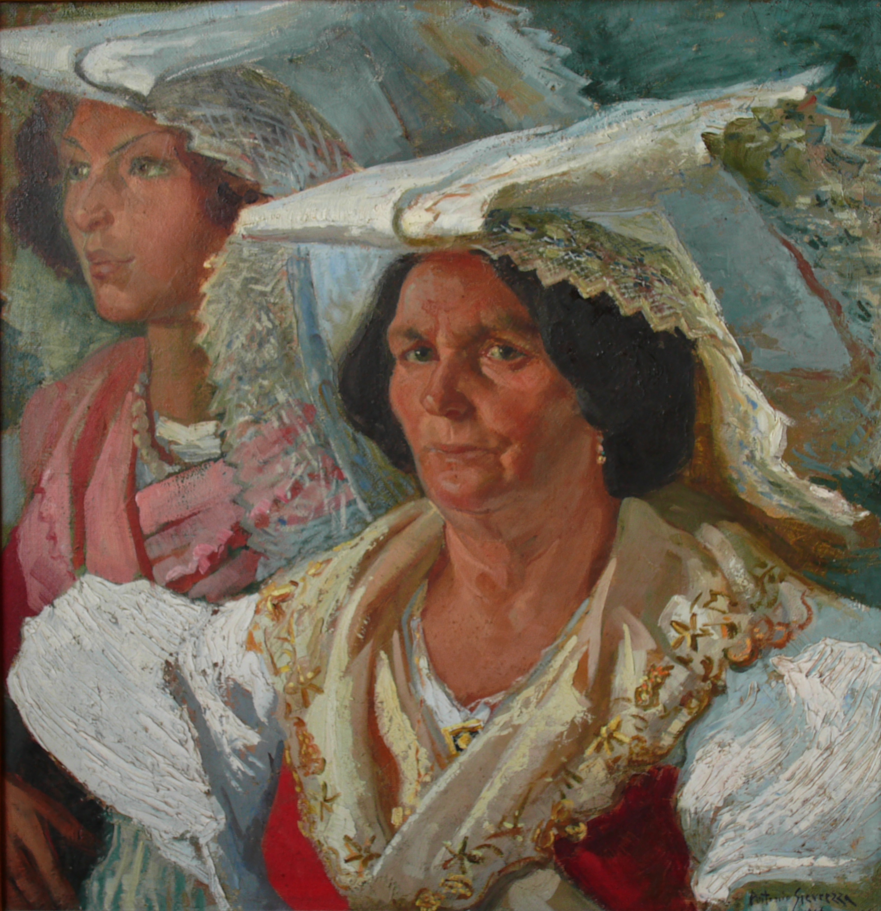 Portrait of a (Pacchiana) woman from Minturno (1956) - Antonio Sicurezza Tablo