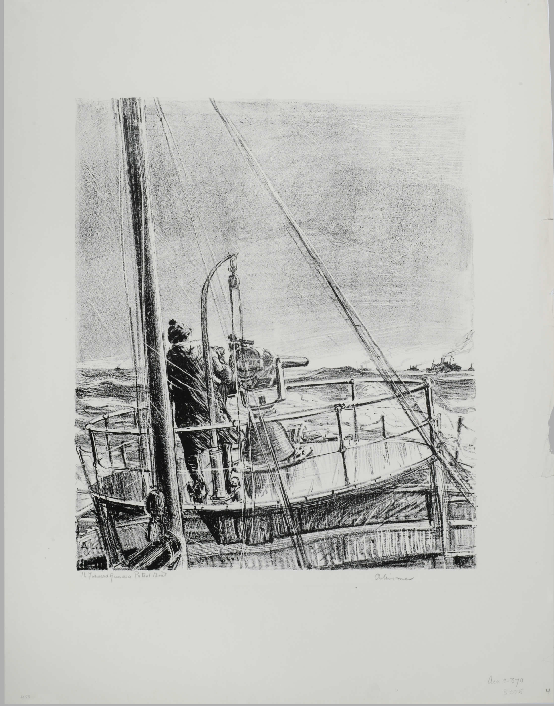 A Forward Gun on a Patrol Boat (1917) - Arthur Lismer Tablo