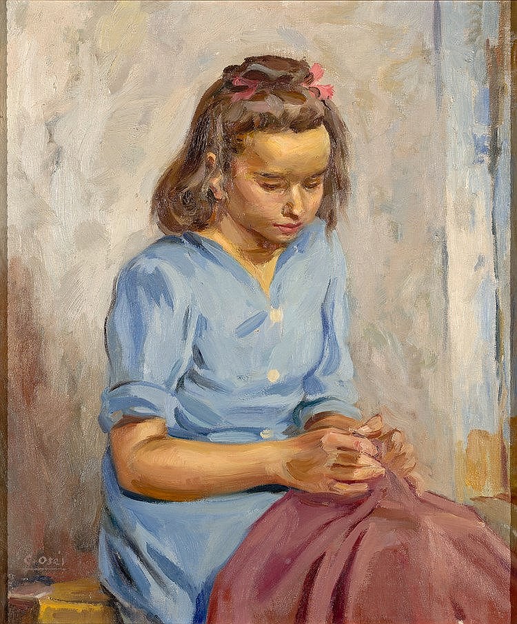 Niña cosiendo – Carmen Osés Hidalgo Tablo