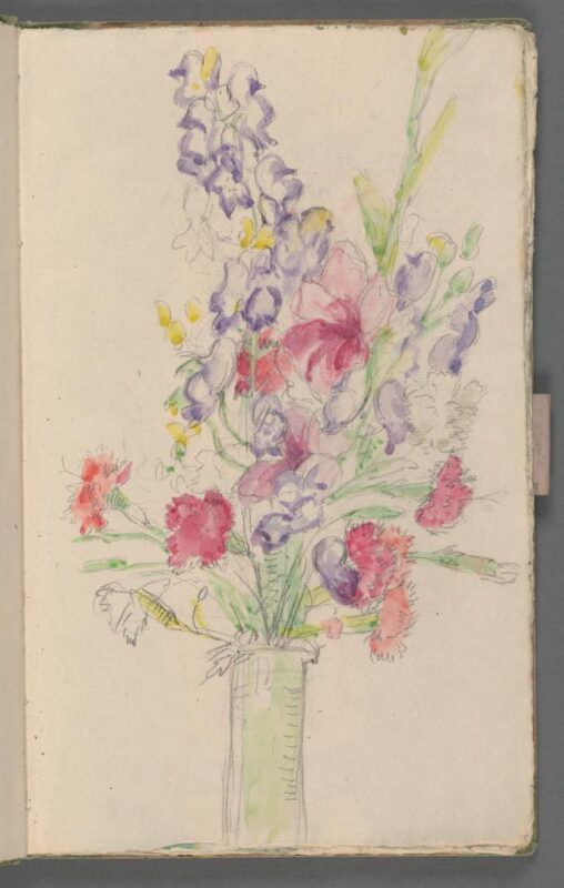 Mixed Bouquet with Bluebells, Carnations, and Gladiola - Florine Stettheimer Tablo