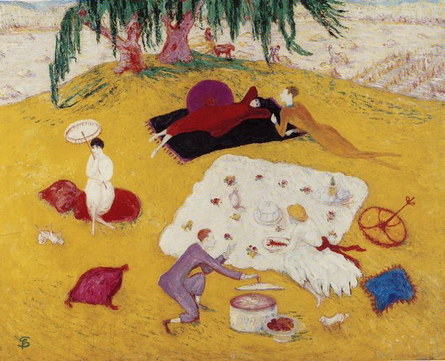 Picnic at Bedford Hills (1918) - Florine Stettheimer Tablo
