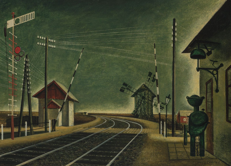 Railway Station With Windmill (1941) - František Hudeček Tablo