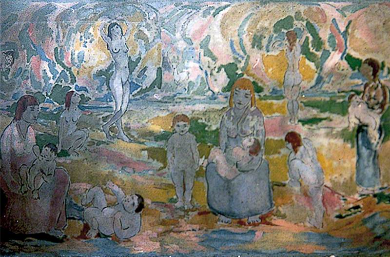 Rose Nudes in a Landscape - Harry Phelan Gibb Tablo