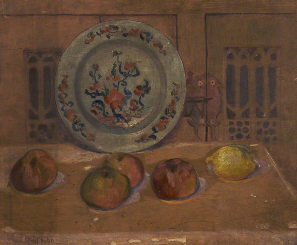 Still Life with Plate and Apples - Harry Phelan Gibb Tablo