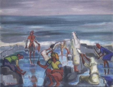 Les Laveuses Au Bord De La Mer – Hélène de Beauvoir Tablo