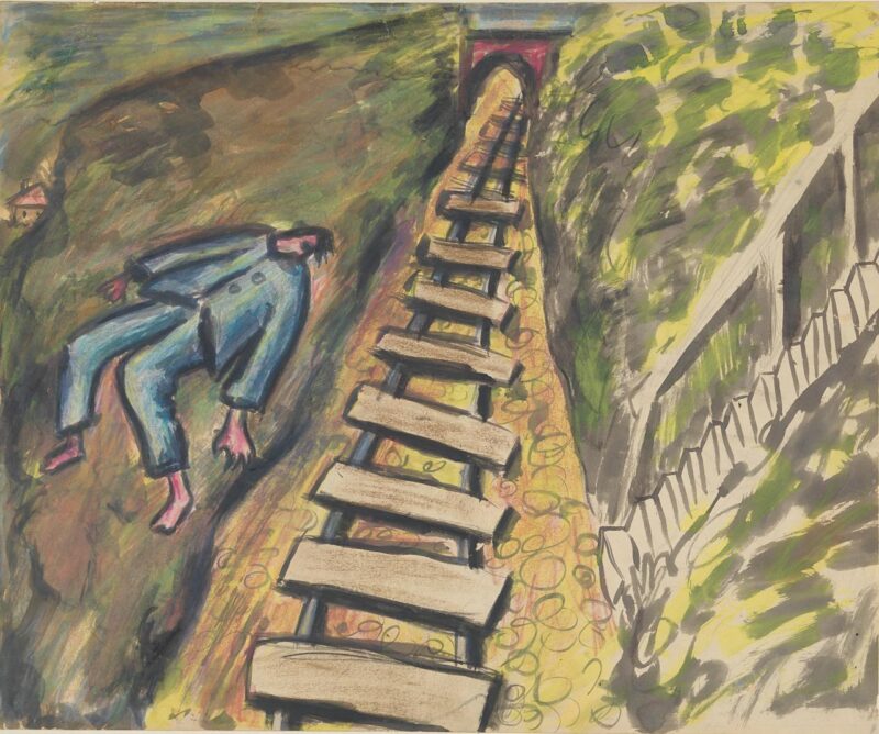 Figura junto a una vía de tren (1942) - Joy Hester Tablo
