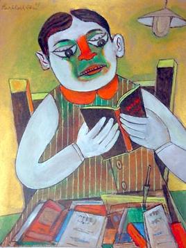 Boy Reading A Book - Paritosh Sen Tablo