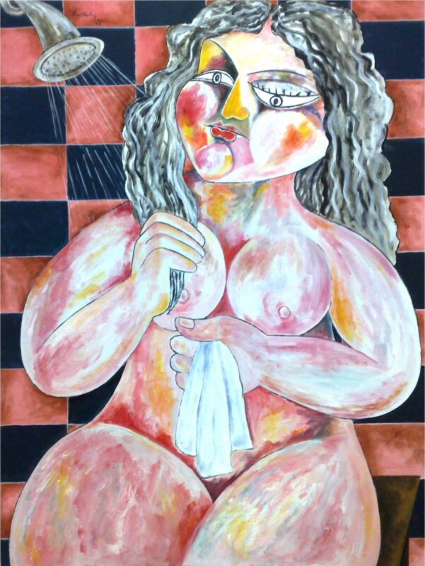 Woman Enjoying The Shower - Paritosh Sen Tablo