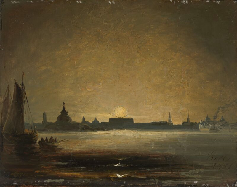 Dresden in Moonlight (1851) - Peder Balke Tablo