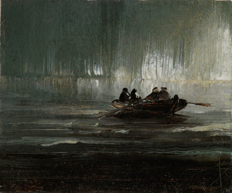 Northern Lights over Four Men in a Boat - Peder Balke Tablo