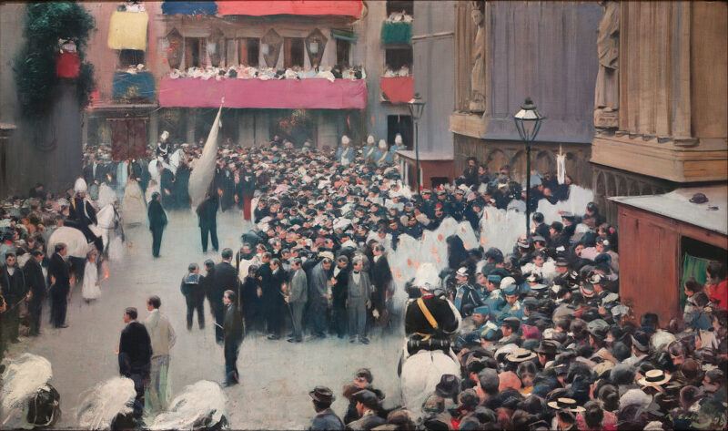 The Corpus Christi Procession Leaving the Church of Santa Maria Del Mar (1896) – Ramon Casas Tablo