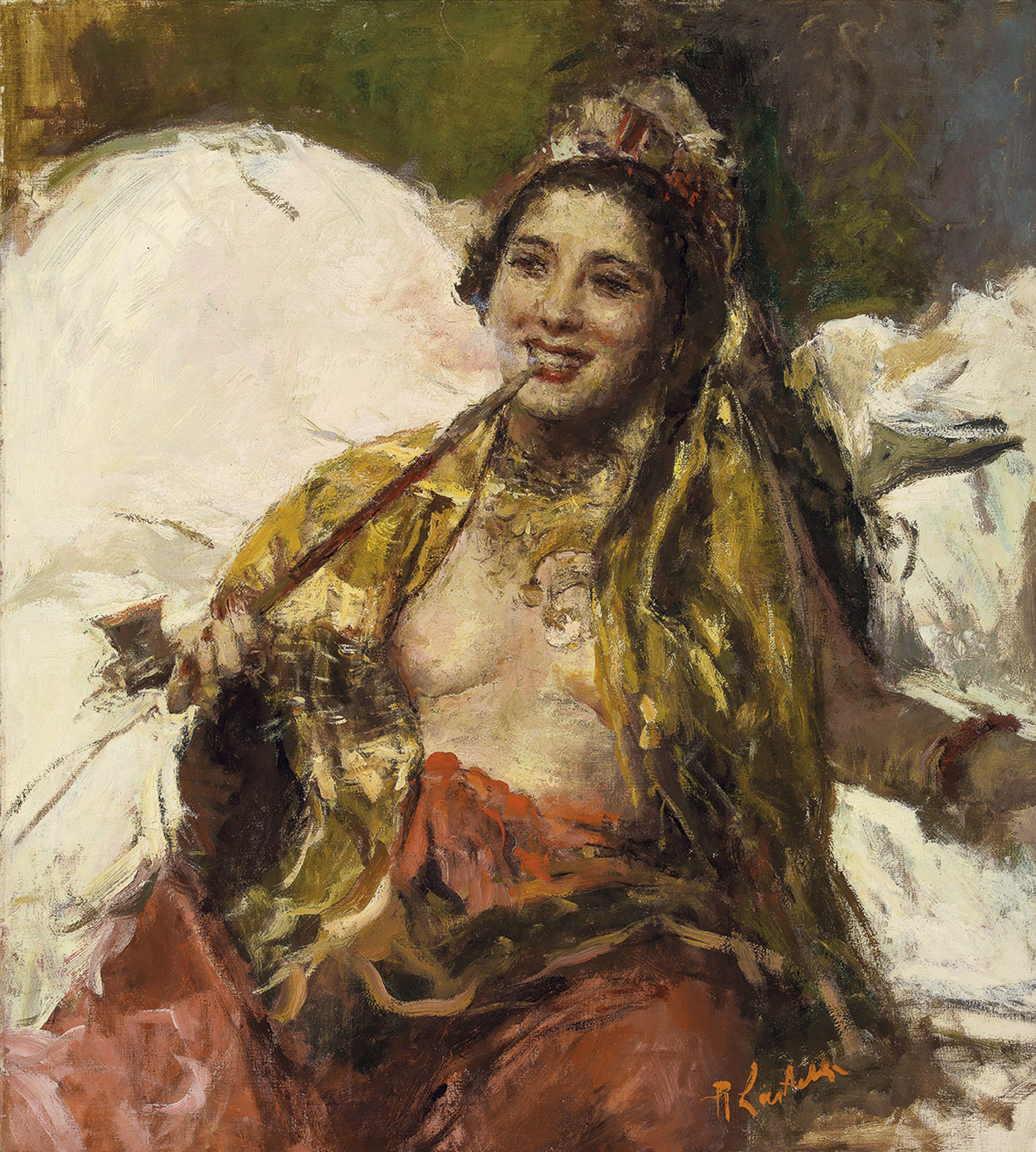 Lady with pipe (1930) - Romualdo Locatelli Tablo