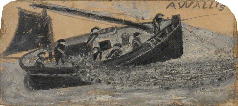Boat with Fishermen Letting Out Nets – Alfred Wallis Tablo