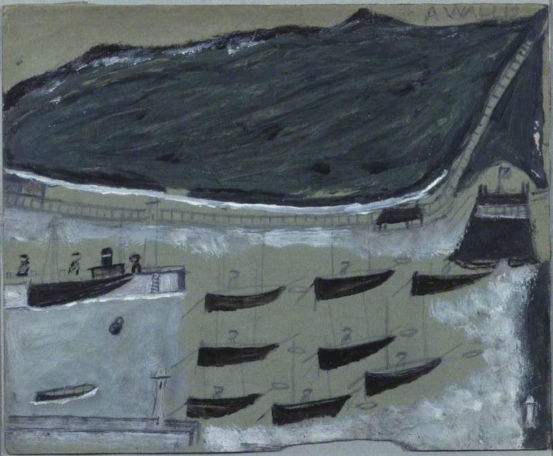 Boats at Rest in Mount's Bay - Alfred Wallis Tablo