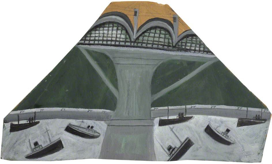 Boats under Saltash Bridge (Royal Albert Bridge) (1937) - Alfred Wallis Tablo