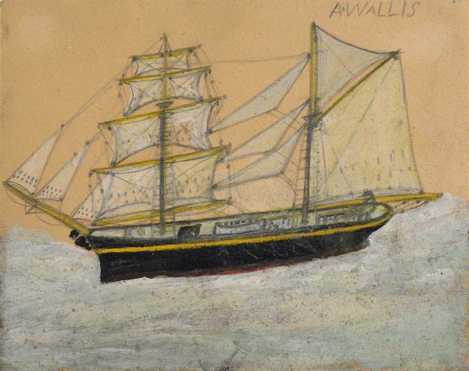 Brigantine with Figurehead - Alfred Wallis Tablo