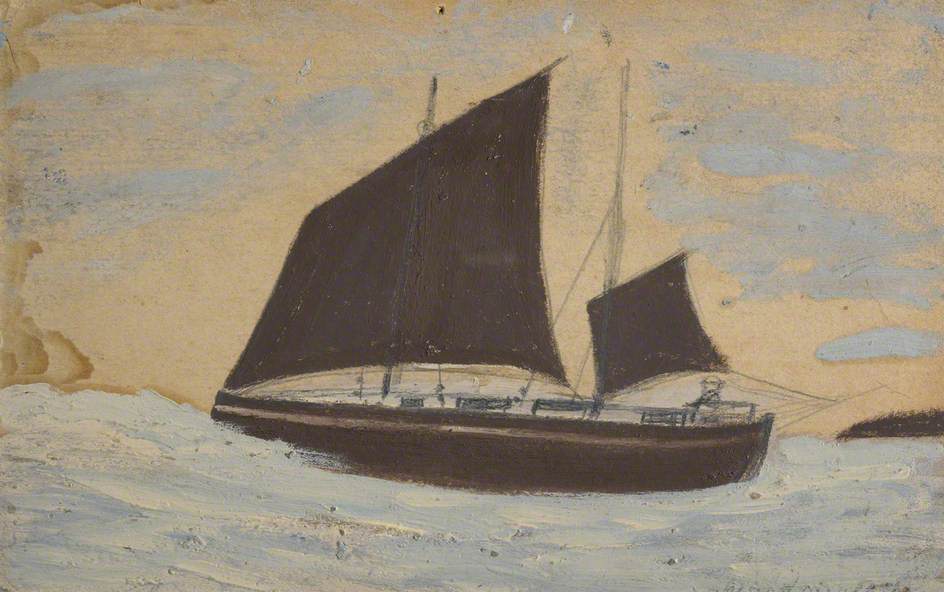 Brown Sailing Boat - Alfred Wallis Tablo