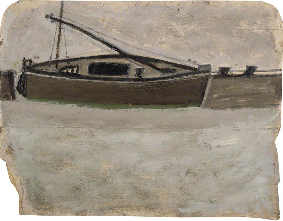 Fishing Boat with Mast Steeped - Alfred Wallis Tablo