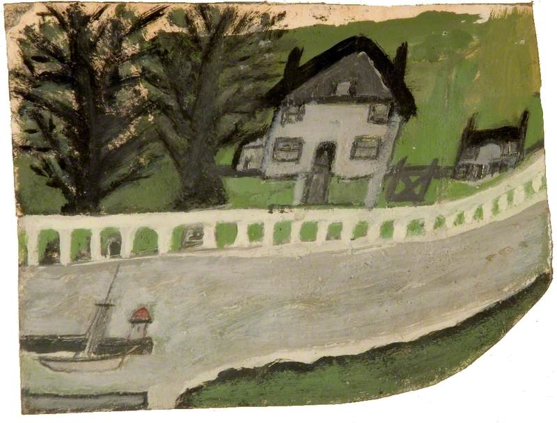 Landscape with a House and Trees - Alfred Wallis Tablo