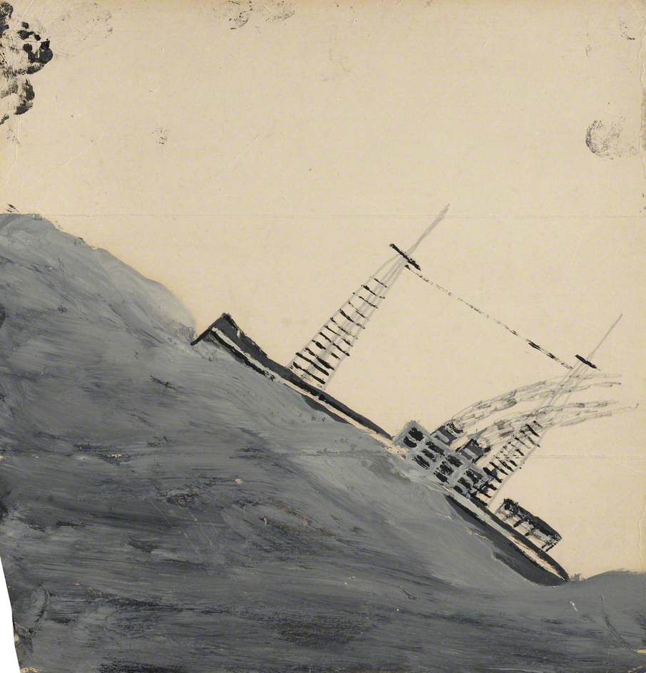 Motor Vessel Mounting a Wave - Alfred Wallis Tablo