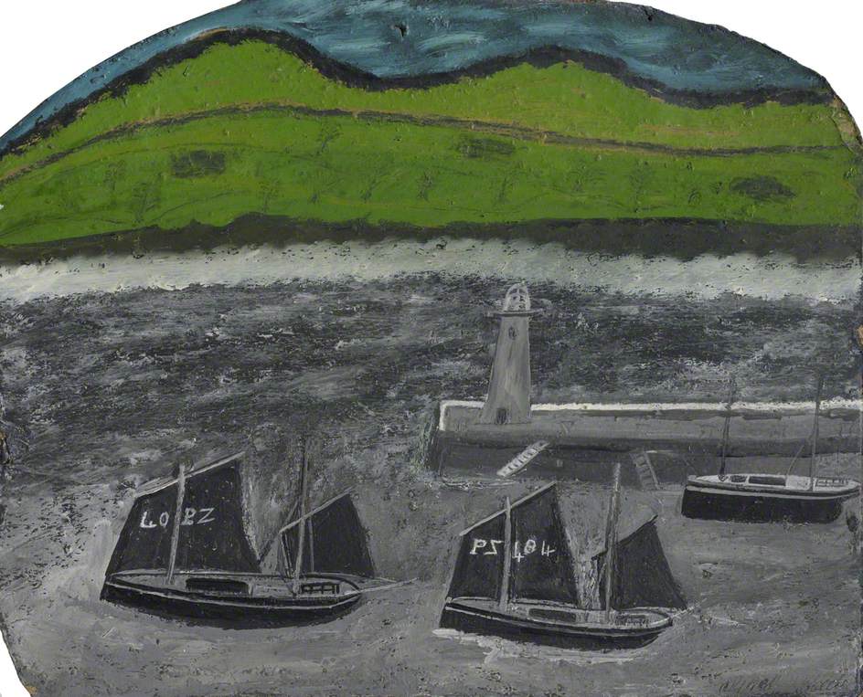 PZ Sailing Boats by a Jetty - Alfred Wallis Tablo