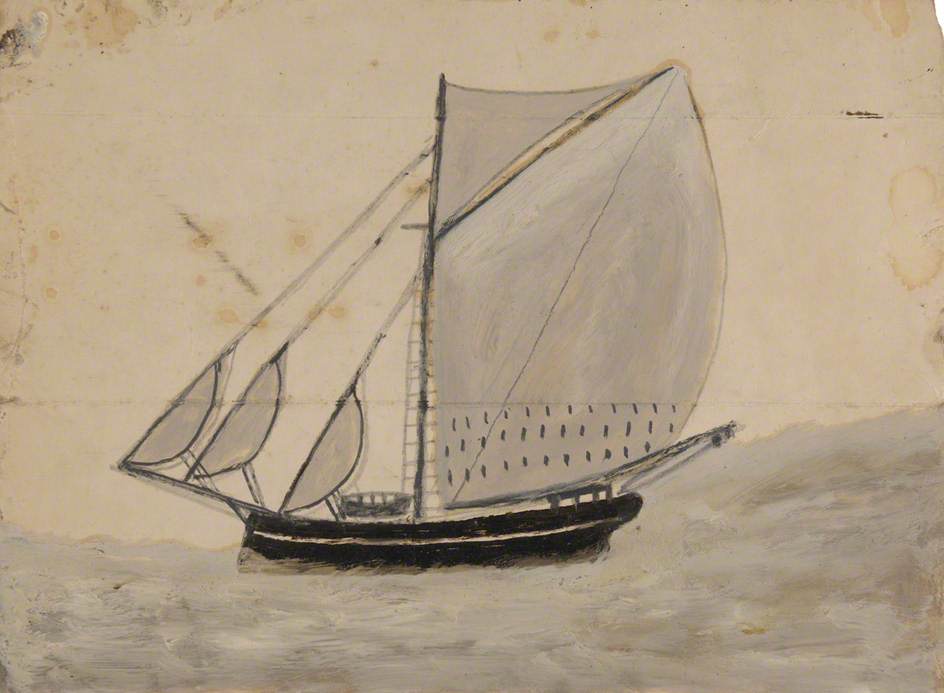 Sailing Boat with French Grey Sails – Alfred Wallis Tablo