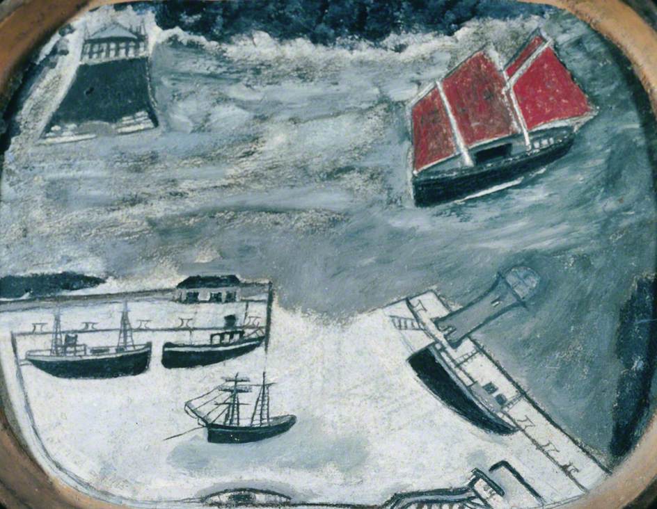 Schooner Approaching a Harbour (1930) - Alfred Wallis Tablo