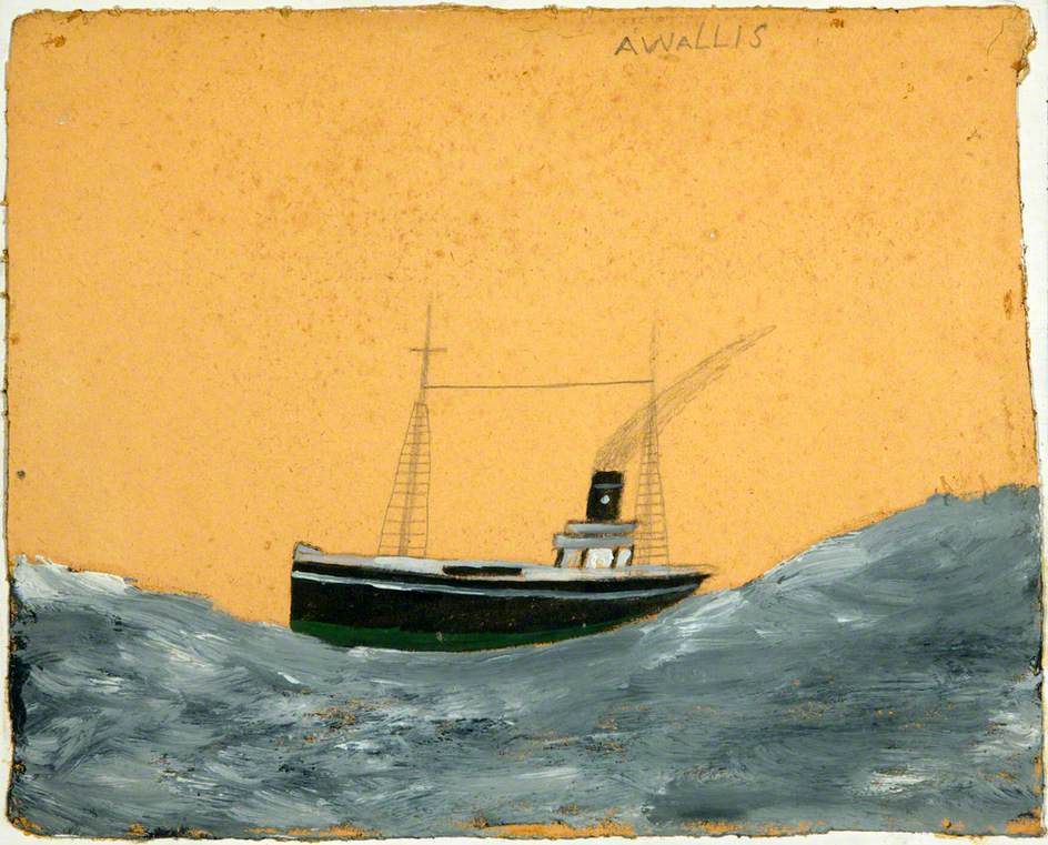 Ship Amid Tall Waves - Alfred Wallis Tablo