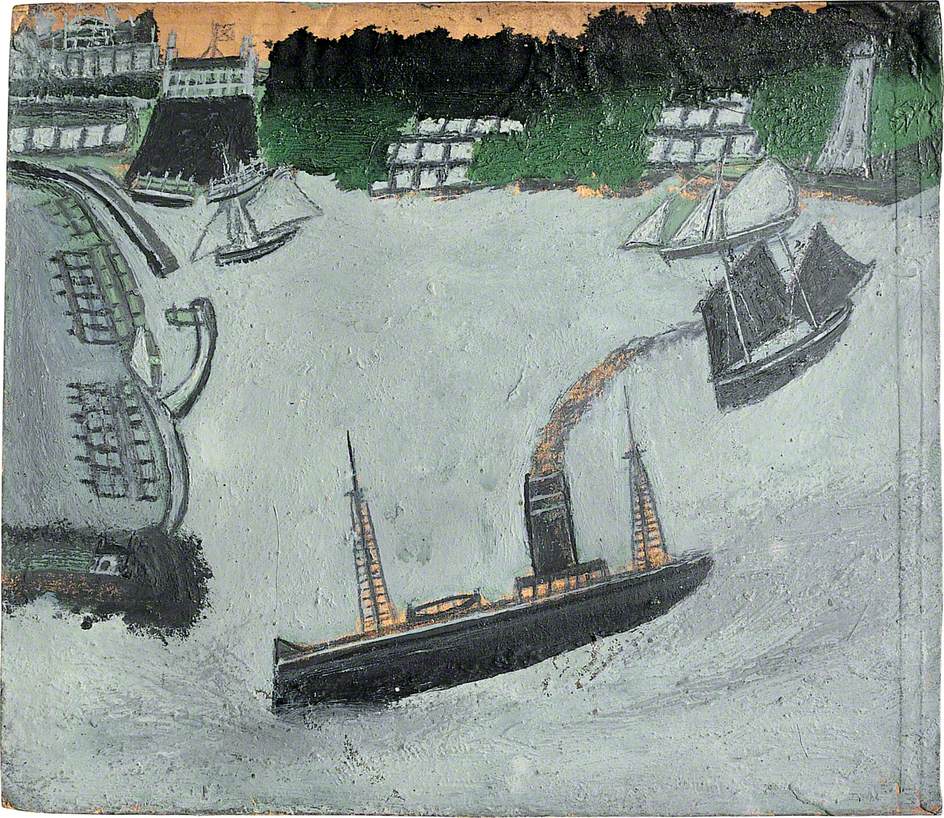 St Ives harbour and Godrevy (1938) – Alfred Wallis Tablo