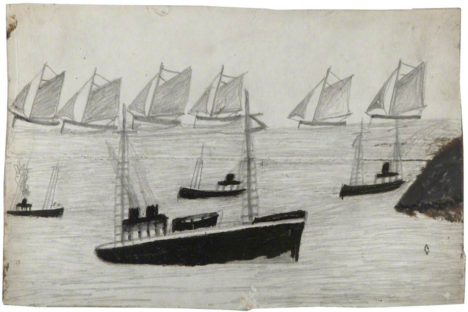 The Fleet at Sea - Alfred Wallis Tablo