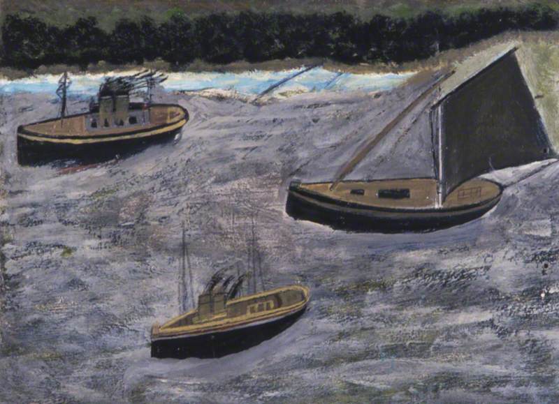 Three Boats off the Shore – Alfred Wallis Tablo
