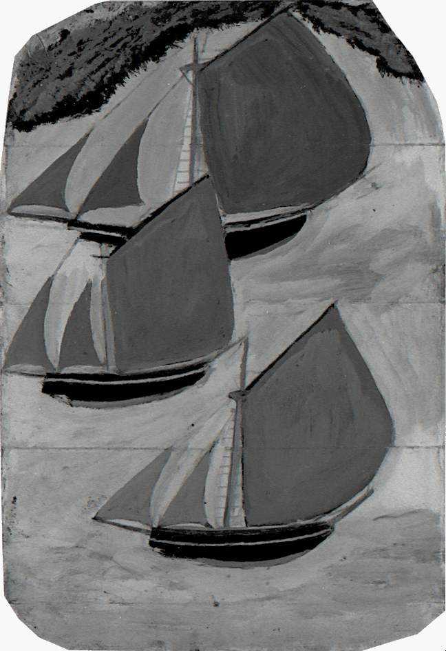 Three Grey Sailed Ships – Alfred Wallis Tablo