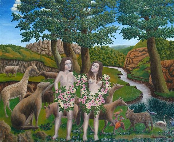 Adam and Eve (1938) – André Bauchant Tablo