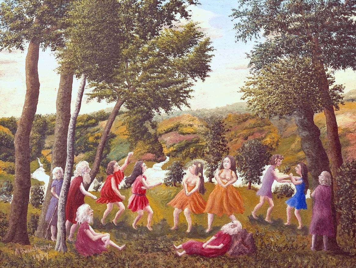 Greek Dance in a Landscape (1937) - André Bauchant Tablo