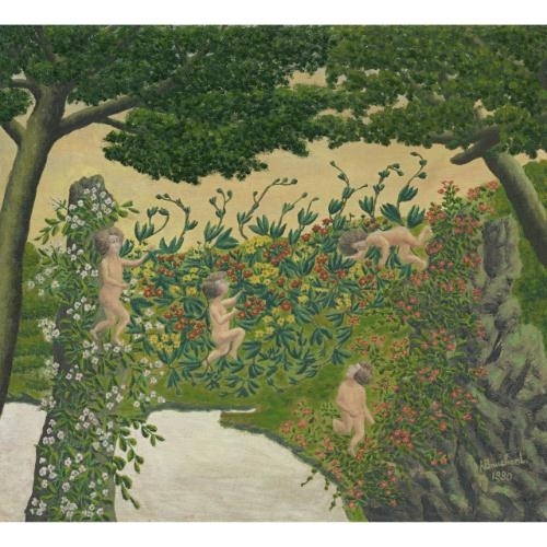 Quatre amours dans les fleurs (1930) - André Bauchant Tablo