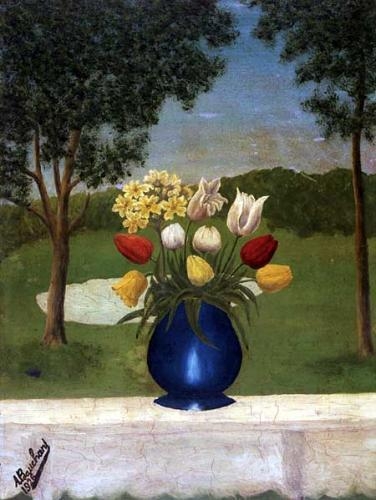 Vase aux Tulipes (1926) - André Bauchant Tablo