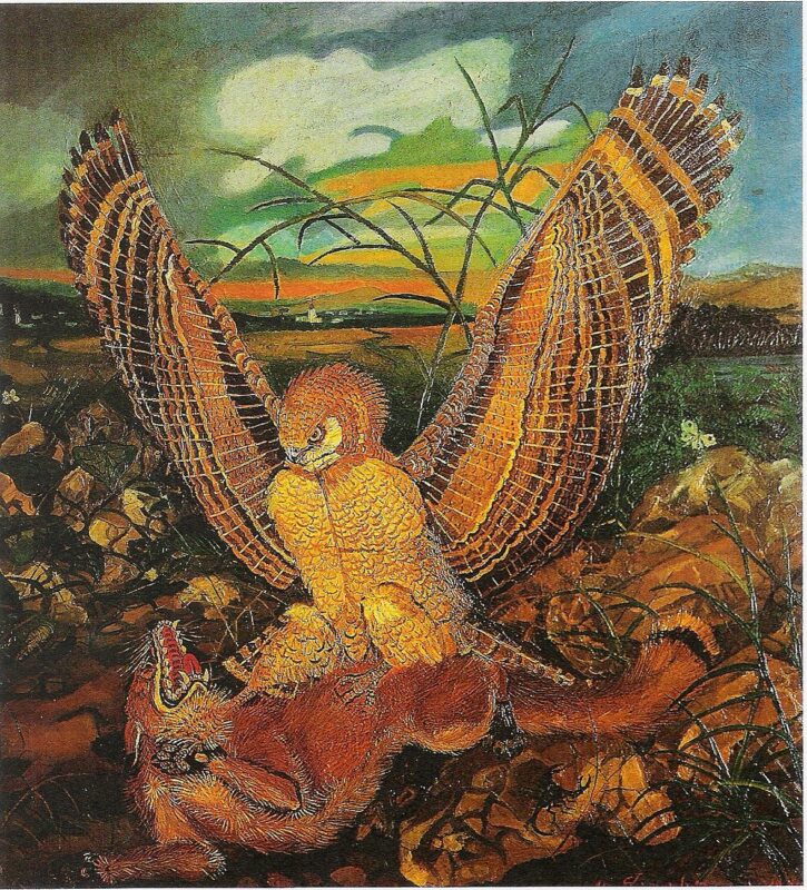 Eagles with fox (1944) - Antonio Ligabue Tablo